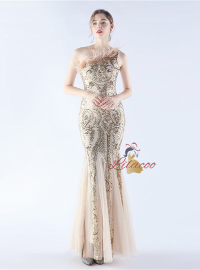One Shoulder Mermaid Sequins Prom Dress
