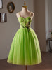 Green Straps Tulle Appliques Homecoming Dress