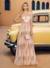 Champagne Sequins V-neck Prom Dress