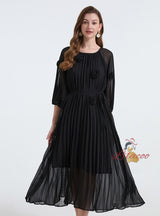 Palace Three-dimensional Flower Pleated Dress