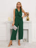 Sleeveless V-neck Lotus Leaf Pleated Jumpsuit