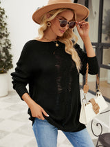 Solid Color Buttoned Loose Pullover Sweater