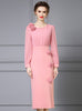 Pink Long Sleeve Flower Mother Of The Bride Dress