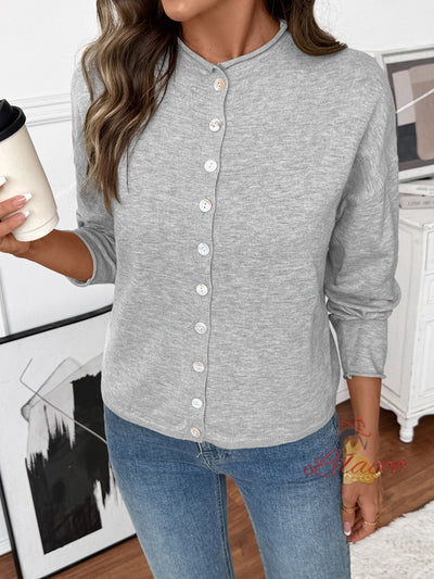 Casual Breasted Round Neck Sweater Coat