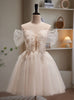 Ivory Tulle Off the Shoulder Sequins Homecoming Dress