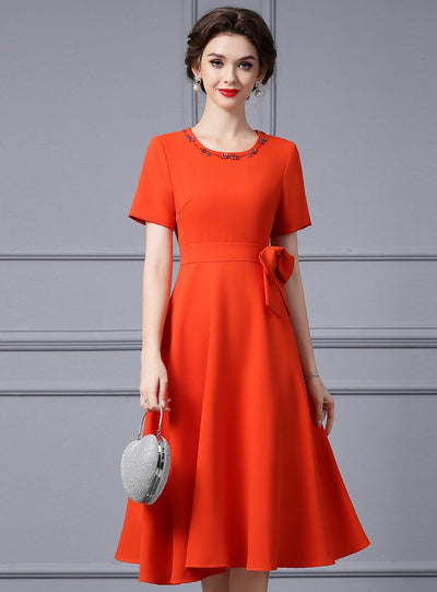 Orange Short Sleeve Mother Of the Brides Dress