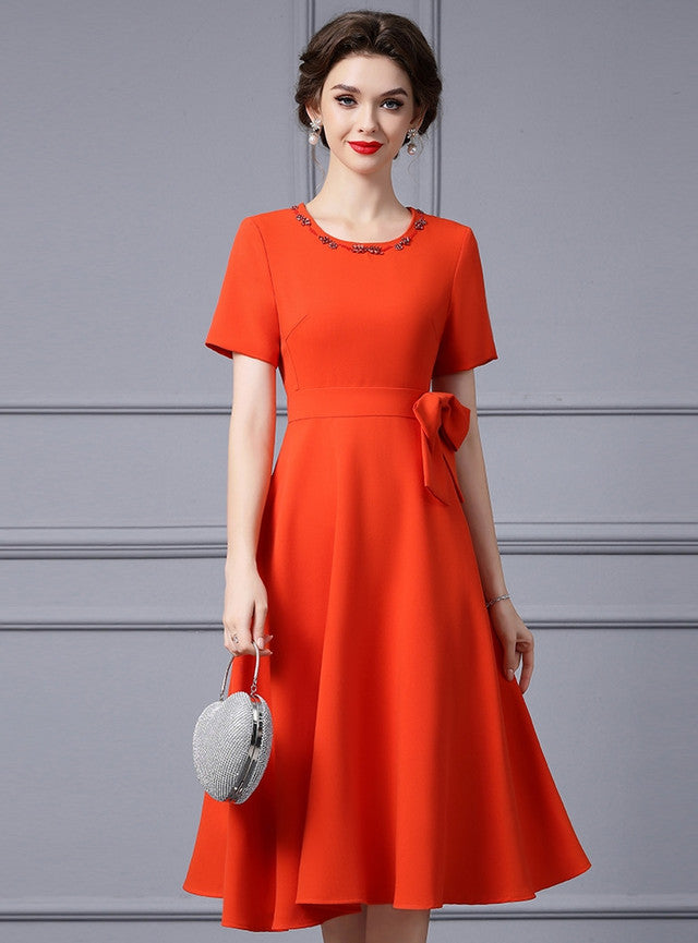Orange Short Sleeve Mother Of the Brides Dress