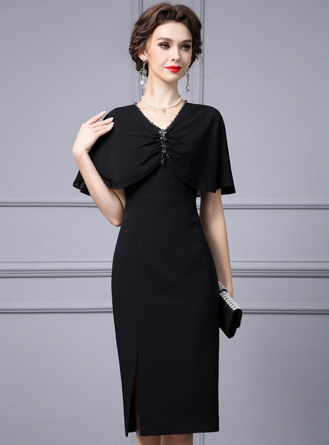Black V-neck Beading Mother Of The Bride Dress