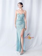 Mermaid Sequins Spaghetti Straps Prom Dress