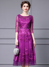 Black Short Sleeve Beading Mother Of The Bride Dress
