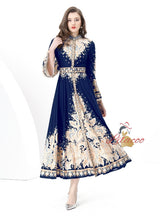 Retro Printed Long-sleeved Dress