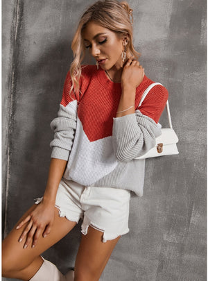 Women Spliced Turtleneck Sweater