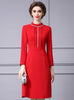 Red Long Sleeve Beading Mother Of The Bride Dress