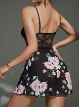 Chiffon Suspenders Printed Nightdress