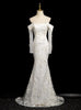 Sexy White Mermaid Lace Wedding Dress With Detachable Sleeve