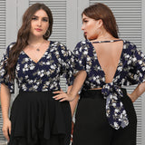 Sexy Deep V-Neck Loose Print Top