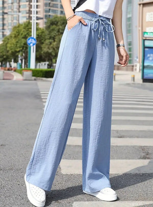Wide-leg High Waist Nine Points Straight Pants
