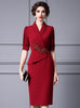 Burgundy V-neck Beading Crystal Mother Of The Bride Dress