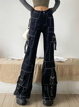 Retro Pocket Loose Leisure Wide Leg Jeans