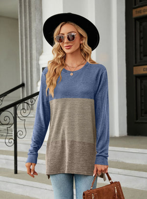 Round Neck Loose Long Sleeve T-shirt