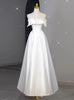 White Satin Spaghetti Straps Wedding Dress