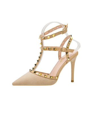 Stiletto Pointed Hollow Rivets Roman Sandals