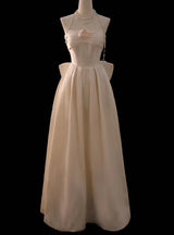 Ivory Satin Strapless Pleats Bow Wedding Dress