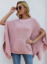 Loose Bat Sleeve Shawl Sweater