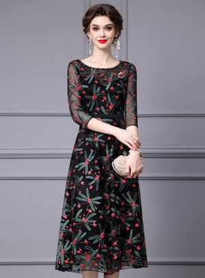 Black Short Sleeve Beading Mother Of The Bride Dress