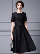 Red Satin Short Sleeve Mother Of The Bride Dress