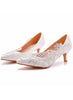 Lace Mesh Flower Pointed High Heel Bride Shoes