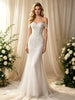 White Mermaid Sequins Beading Wedding Dress