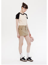 Waffle Color Matching Short Sleeve T-shirt