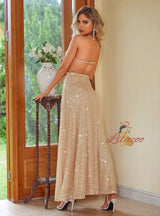 Sexy Sequins One Shoulder Long Dress