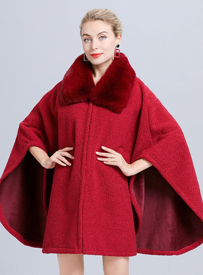 Women's Wool Cardigan Granular Cloak Coat