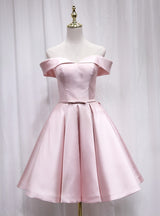 Simple Pink Satin Homecoming Dress