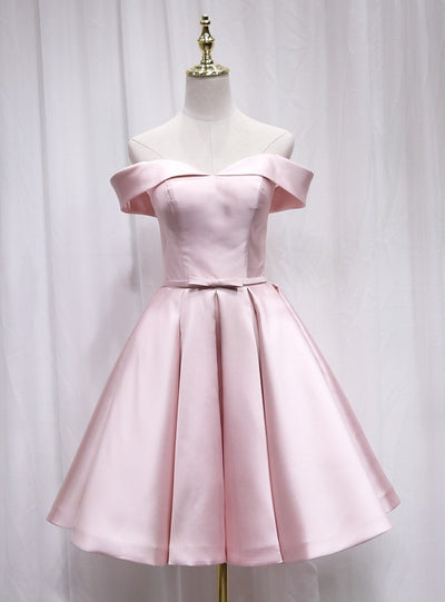 Simple Pink Satin Homecoming Dress
