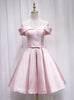 Simple Pink Satin Homecoming Dress