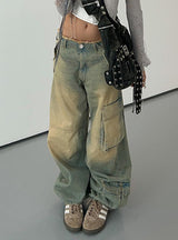 Retro Overalls Pocket Loose Pants