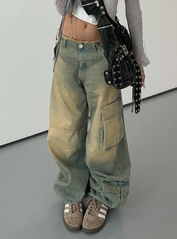 Retro Overalls Pocket Loose Pants