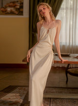 Sexy Satin Backless Ice Silk Nightgown