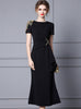 Black Short Sleeve Beading Mother Of The Bride Dress