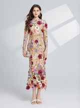 Heavy Industry Embroidery Three-dimensional Flower Dress