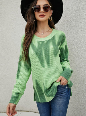 Printing Long-sleeved Round Neck Loose Sweater