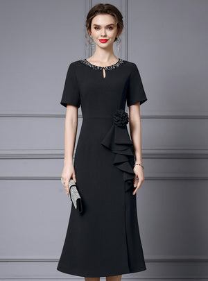 Black Short Sleeve Mother Of The Bride Dress