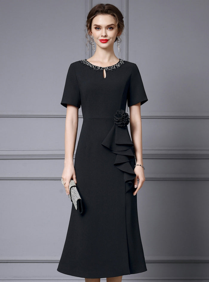 Black Short Sleeve Mother Of The Bride Dress