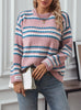 Contrast Striped Round Neck Loose Sweater