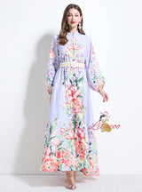 Women Long Sleeve Print Party Dress