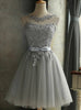 Gray Tulle Lace Homecoming Dress