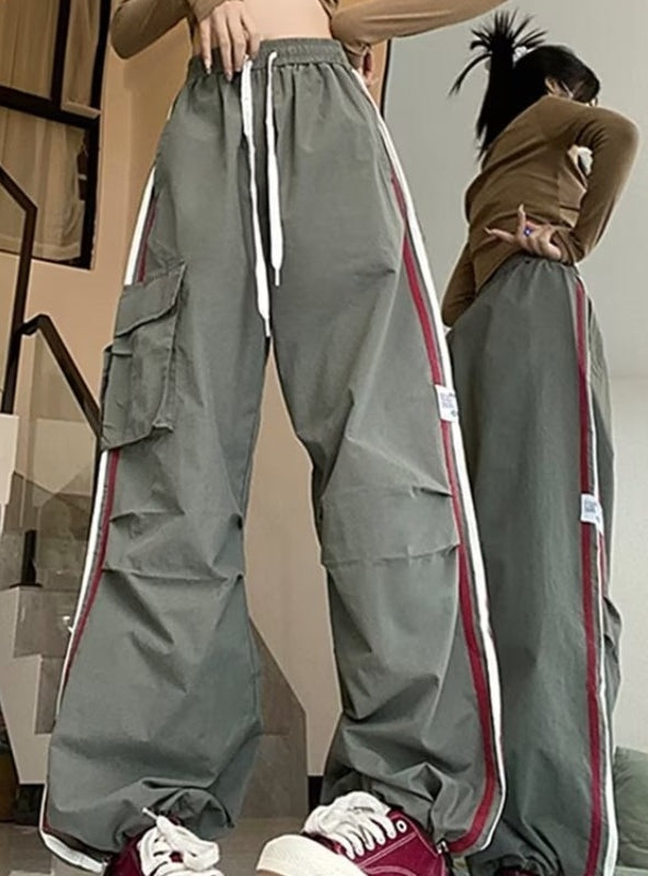 Sports High Waist Loose Straight Overalls